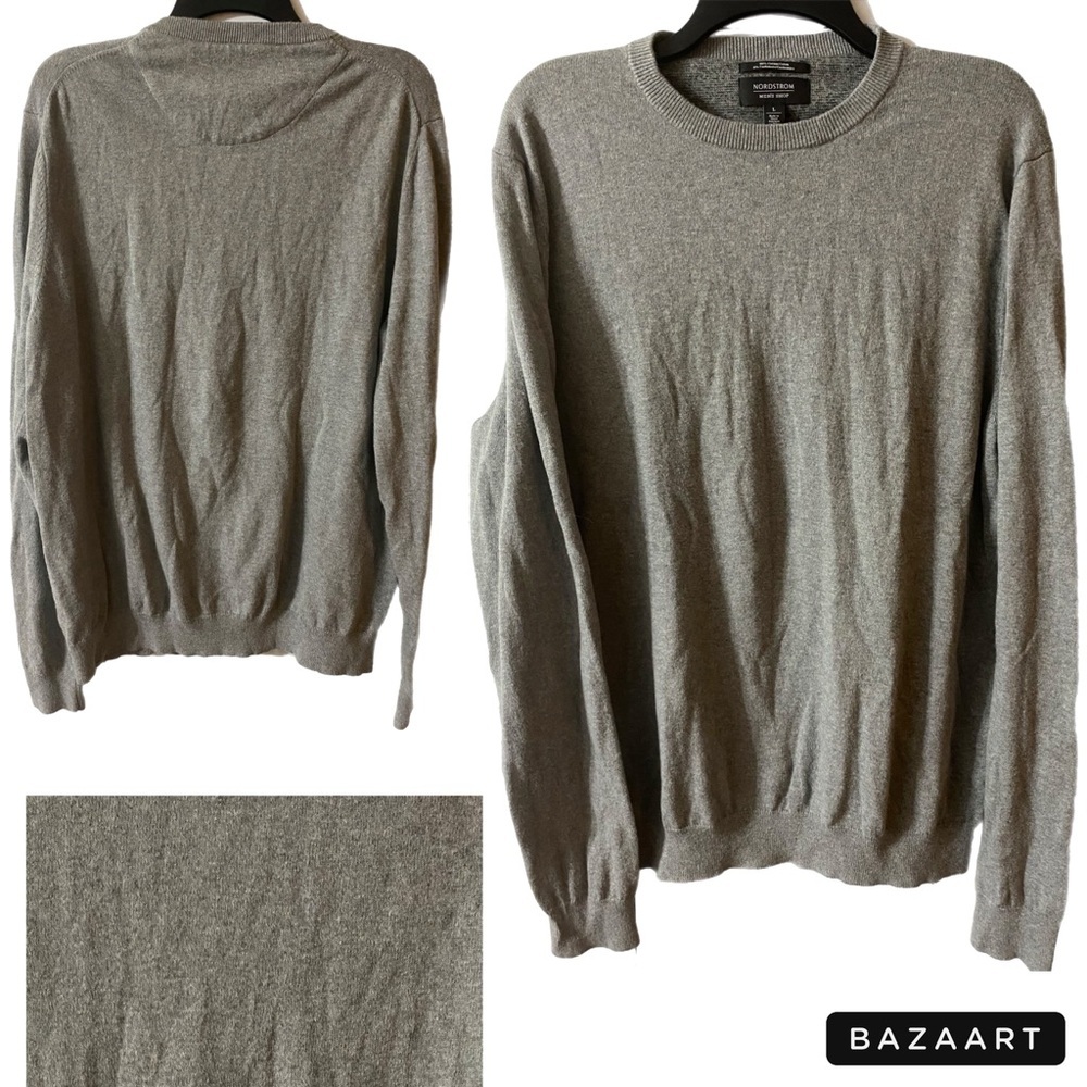 Nordstrom Sweater, Crew neck, Sz L, Neutral, Cotton, Cashmere, old money - Picture 6 of 12